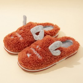 Women's Cute Antlers Warm Lining Casual Home Plush Slippers