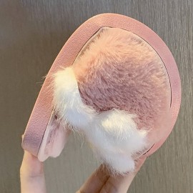 Women Flower Decor Non Slip Soft Comfy Plush Cotton Slippers