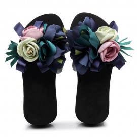 Women Flowers Decor Non Slip Beach Slides Slippers