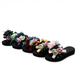 Women Flowers Decor Non Slip Beach Slides Slippers