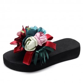 Women Flowers Decor Non Slip Beach Slides Slippers