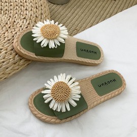 Women Daisy Decor Wearable Comfy Beach Slides Slippers