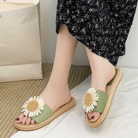 Women Daisy Decor Wearable Comfy Beach Slides Slippers