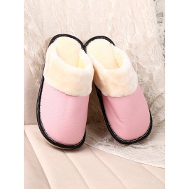 Women Warm Lining Waterproof Slip Resistant Backless Winter Indoor Slippers