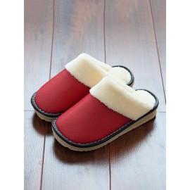 Women Warm Lining Waterproof Slip Resistant Backless Winter Indoor Slippers