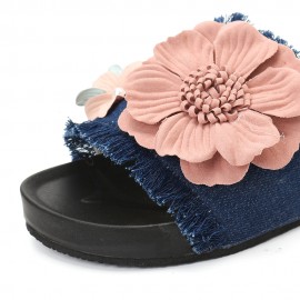 Women Casual Beach Flowers Denim Cloth Slippers