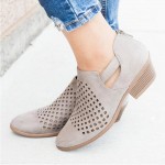 Large Size Women Pattern Hollow out  Suede Slip on Pumps