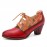 SOCOFY Leather Embossed Flowers Splicing Cut out Lace-up Chunky Heel Pumps Dress Shoes