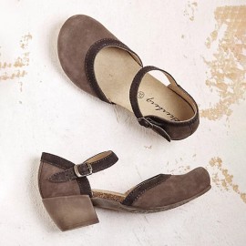 Women Round Toe Buckle Block Heel Casual D'Orsay Pumps