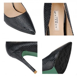 Shallow Mouth Snake Pattern PU Leather Pointed Toe Pumps